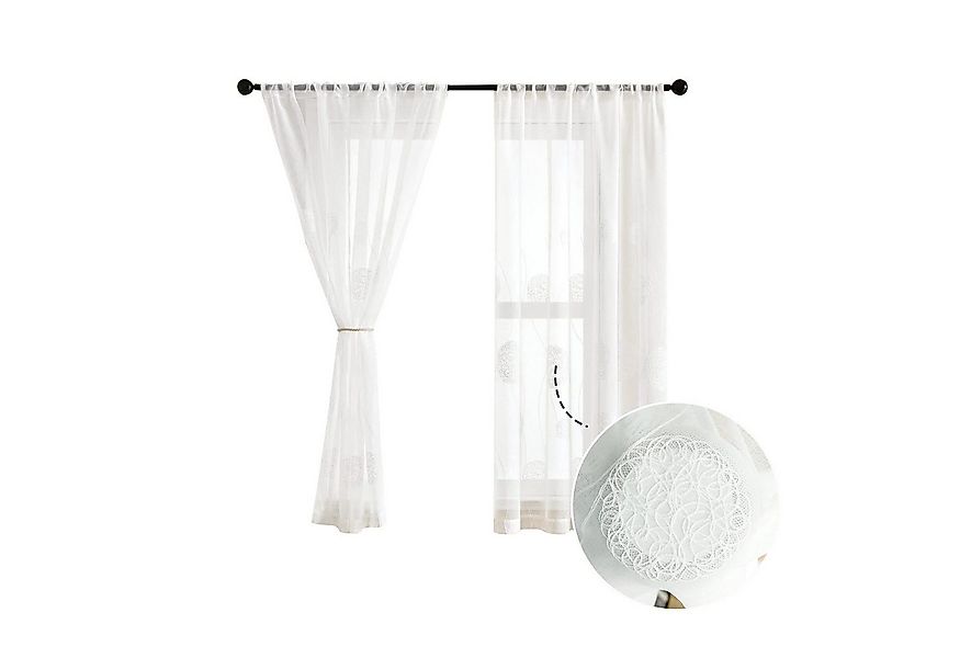 BYSURE Gardine (2 St), Stangendurchzug, transparent, Voile, Bestickt Ösenvo günstig online kaufen