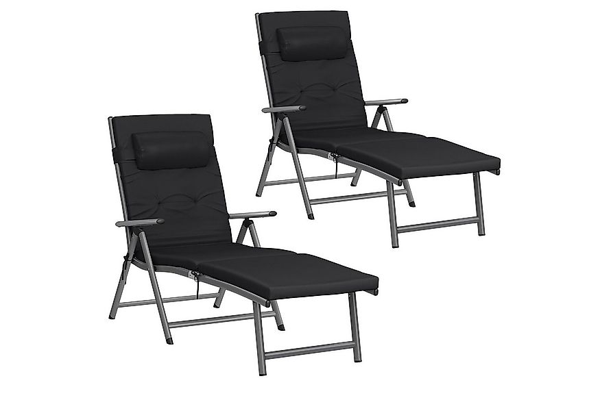 SONGMICS Gartenliege, 2 St., Sonnenliege,6cm Dicker Matratze,Aluminium,atmu günstig online kaufen