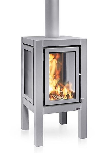 Quaruba Außenkamin Edelstahl matt Ohne Rollen 2 Seiten Glas Vorne + Links X günstig online kaufen