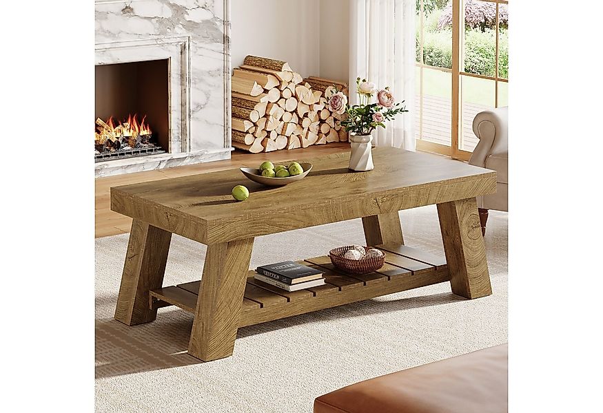 Tribesigns Couchtisch 120 cm Rechteckiger Wohnzimmertisch, Landhaus-Couchti günstig online kaufen