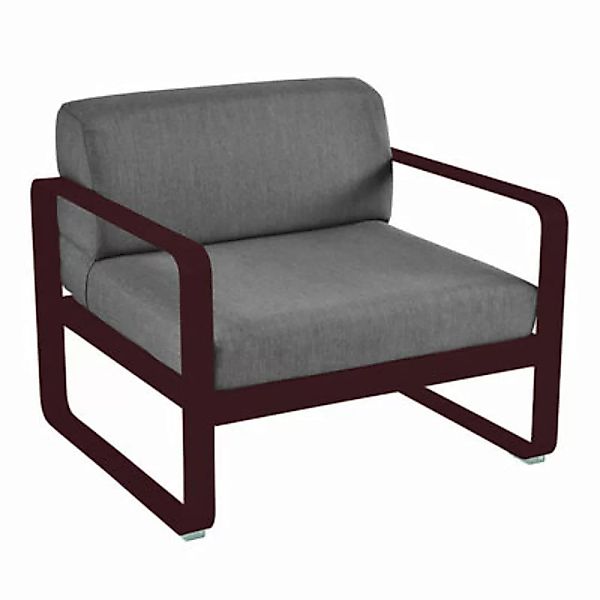 Gepolsterter Sessel Bellevie Lounge metall textil rot grau / Stoff graphit günstig online kaufen