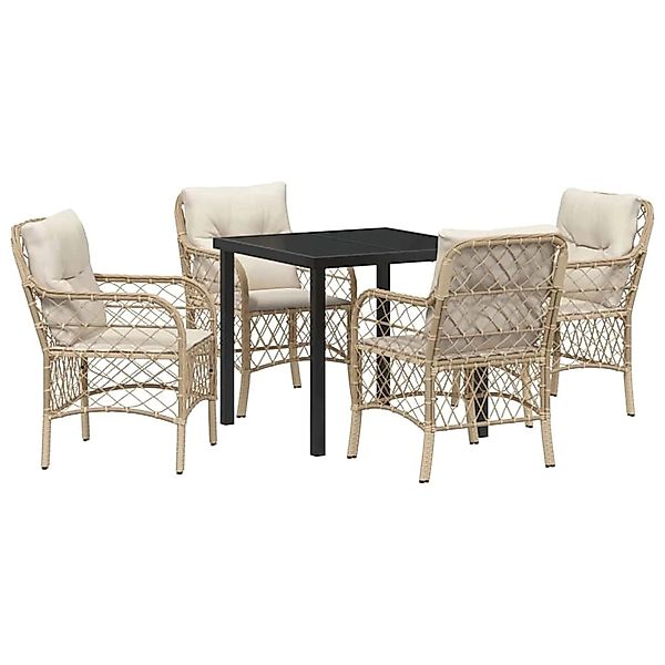 vidaXL 5-Teilige Garten-Essgruppe mit Kissen Beige Poly Rattan 3380226 günstig online kaufen