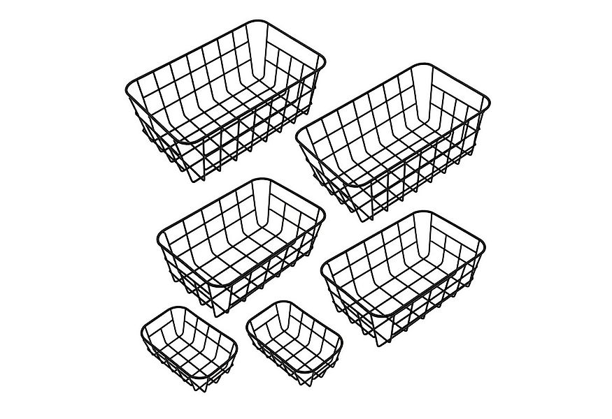 Spetebo Aufbewahrungskorb aus Metall schwarz 2x 25 / 21 / 15 cm (6er Set, 1 günstig online kaufen