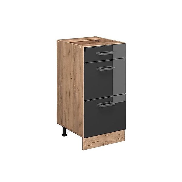 Vicco Küchenunterschrank R-Line Anthrazit Hochglanz/Goldkraft Eiche 40 cm m günstig online kaufen