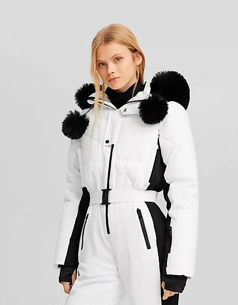 Bershka Jumpsuit Aus Funktionsstoff Mit Kapuze Ski Collection Damen L Schwa günstig online kaufen