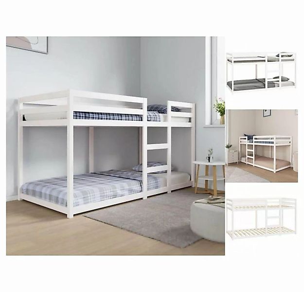 vidaXL Bettgestell Etagenbett Weiß 90x200 cm Massivholz Kiefer Bett Bettges günstig online kaufen