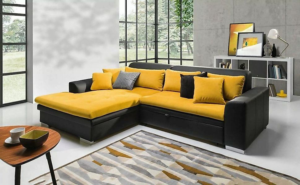 JVmoebel Ecksofa Designer Schwarz-Gelbes Sofa Luxus Ecksofa Modernes Stilvo günstig online kaufen