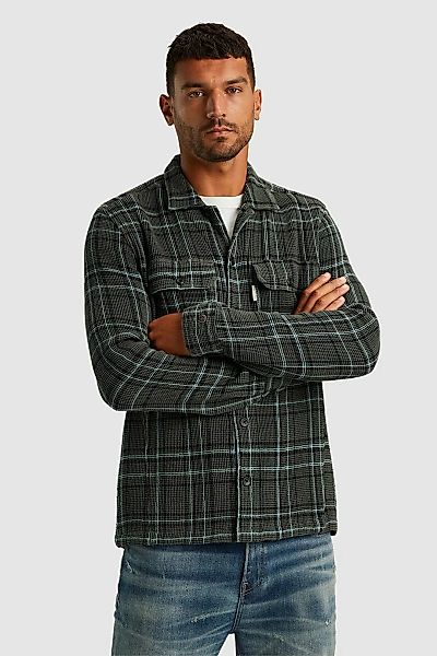 Cast Iron Overshirt Waffle Karos Grün - Größe S günstig online kaufen