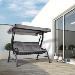 Outsunny Hollywoodschaukel Gartenschaukel mit Sonnendach, 3-Sitzer, günstig online kaufen