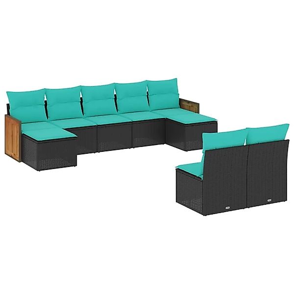 vidaXL 9-Tlg Gartensofa-Set mit Kissen Schwarz Polyrattan 3228052 günstig online kaufen