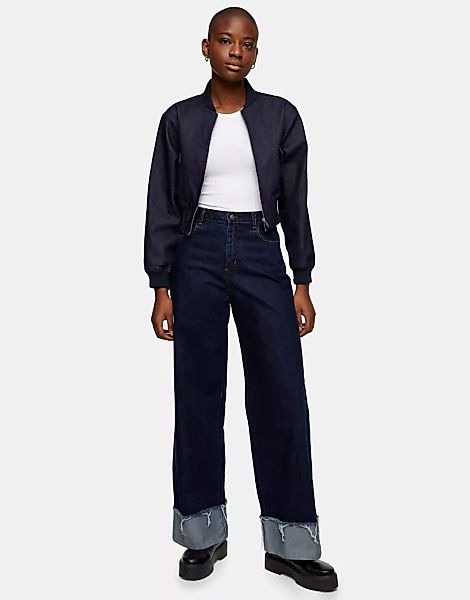 Topshop – Jeans in Indigo-Waschung mit weitem Bein-Blau günstig online kaufen