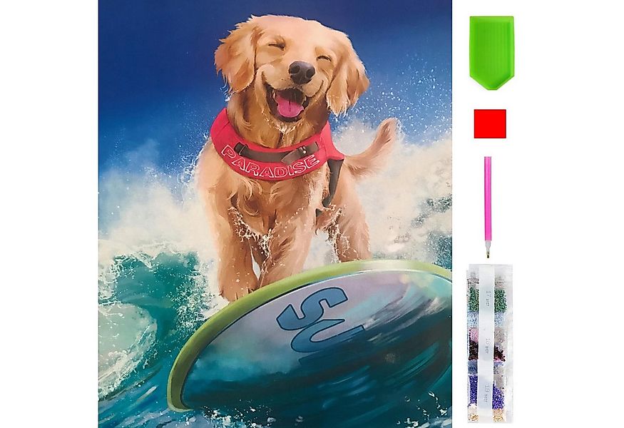 LA CUTE Malen nach Zahlen 5d Diamond Painting Surfing Dog Malen nach Zahlen günstig online kaufen
