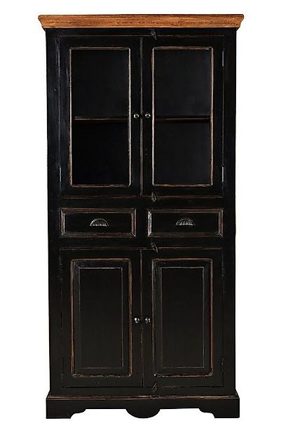 TPFLiving Vitrine Tacoma - aus schwarzem Mangoholz (antikes Design - mit ho günstig online kaufen