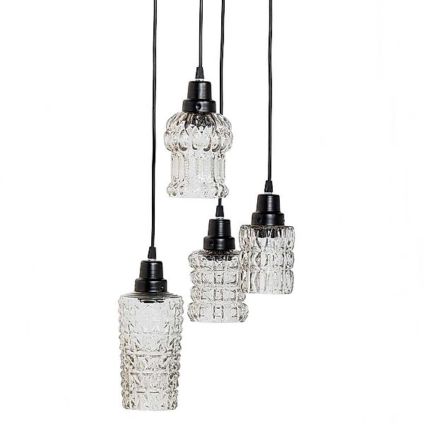 Glas Pendelleuchte 4-flammig im Vintage Look 26 cm breit günstig online kaufen