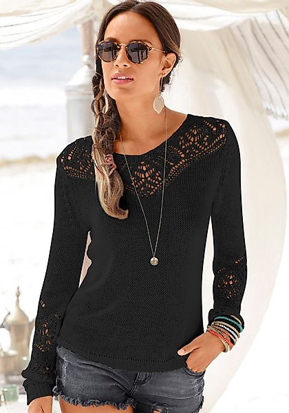 LASCANA Strandpullover mit tollem Ajourmuster am günstig online kaufen