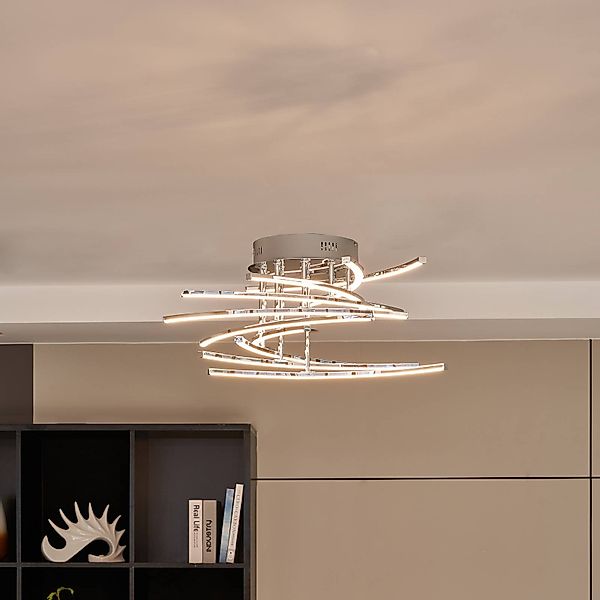 Lindby Flakira LED-Deckenlampe, 10-fl. chrom günstig online kaufen