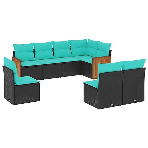 vidaXL 8-Tlg Gartensofa-Set mit Kissen Schwarz Polyrattan 3227723 günstig online kaufen