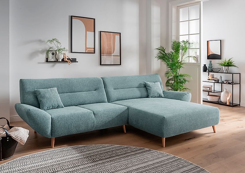 Home affaire Ecksofa »Drago, elegant und zeitlos, komfortabel, Holzfuß, L-F günstig online kaufen