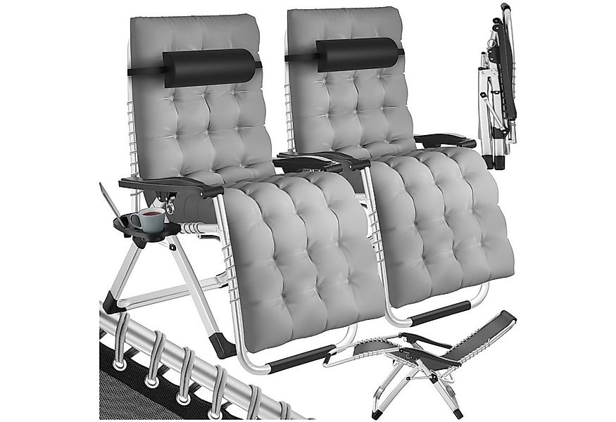 tectake Gartenstuhl Sonnenliege „Cloud“ – klappbar, verstellbar, mit Polste günstig online kaufen