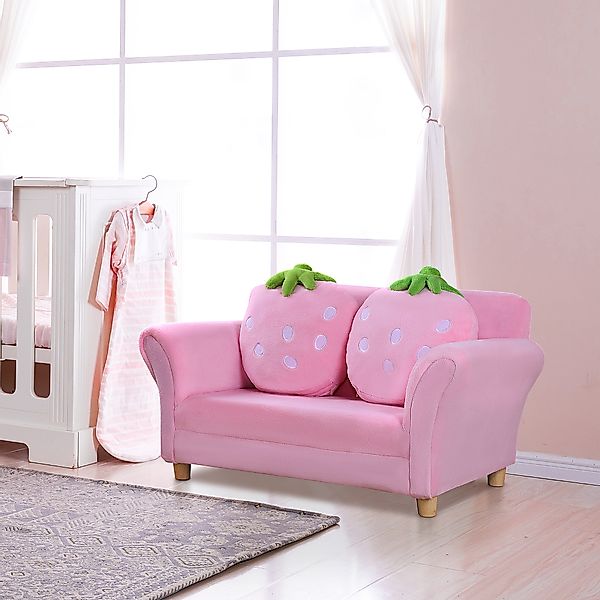 HOMCOM Kindersofa Erdbeere  Gemütliches Sofa & Sessel für Kinderzimmer, Sof günstig online kaufen