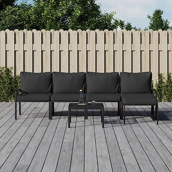 Vidaxl 6-tlg. Garten-lounge-set Mit Grauen Kissen Stahl günstig online kaufen