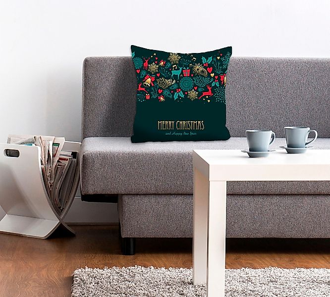 queence Dekokissen "Feiertage" Kissenhülle,Merry Christmas and a Happy New günstig online kaufen