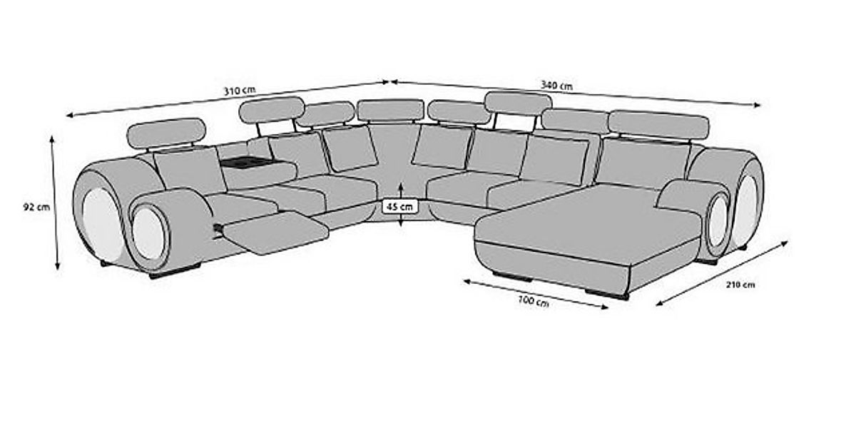 JVmoebel Ecksofa Sofa mit USB Designer Wohnlandschaft U-Form Couch Ecksofa günstig online kaufen