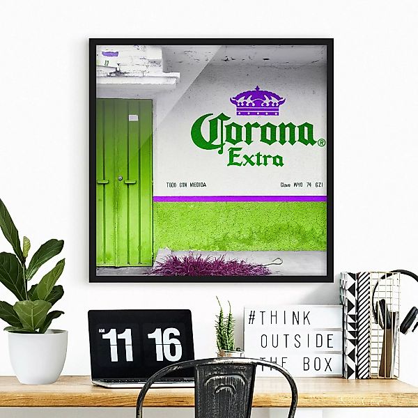 Bild mit Rahmen Spruch - Quadrat Corona Extra Grün günstig online kaufen