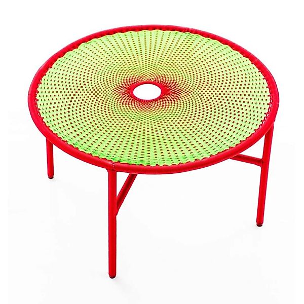 Moroso - Banjooli Tisch - hellgrün/rot/handgeflochten/Gestell Stahl lackier günstig online kaufen