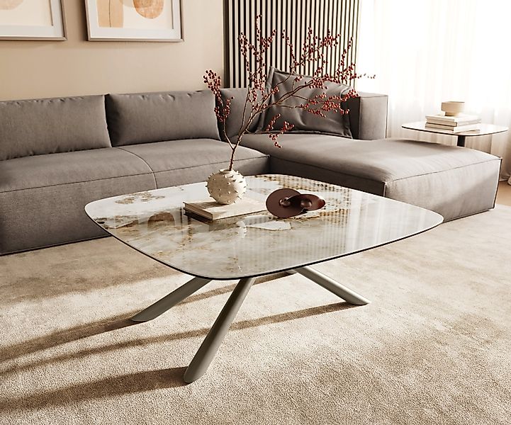 Couchtisch Edge Boot 90x90 cm Keramik Minas Melange Sarity Metall Effektfin günstig online kaufen