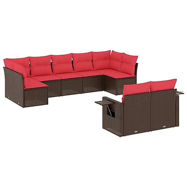 vidaXL 9-Tlg Gartensofa-Set mit Kissen Braun Polyrattan 3220623 günstig online kaufen