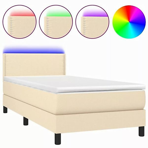 vidaXL Boxspringbett Boxspringbett mit Matratze LED Creme 90x200 cm Stoff B günstig online kaufen