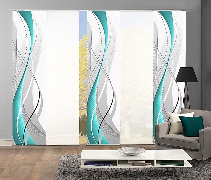 HOME WOHNIDEEN Schiebegardine "WUXi" Klettband 5 Stk. tlg. HxB: 245x60, ink günstig online kaufen