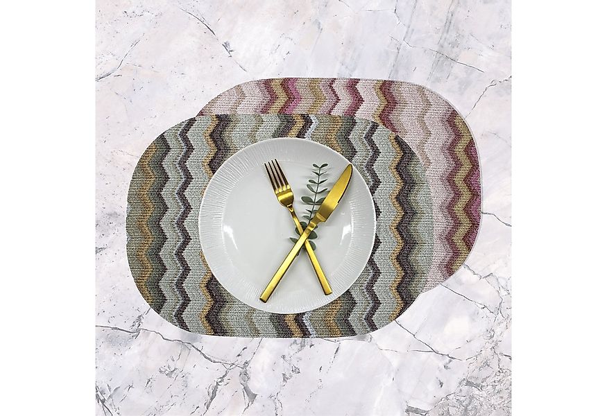 Signature Home Collection Platzset Tischset 6-er Set oval Zickzack Muster b günstig online kaufen