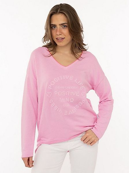Zwillingsherz Sweatshirt Positive Mind mit Kontrastnaht in Neonfarbe günstig online kaufen