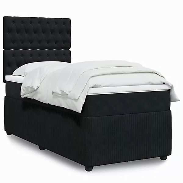 vidaXL Boxspringbett, Boxspringbett mit Matratze Schwarz 90x190 cm Samt günstig online kaufen