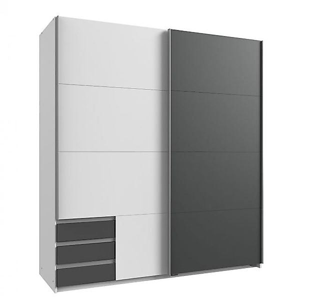 Schwebetürenschrank inkl. 3 Schubladen EMDEN von Wimex Weiß / Graphit günstig online kaufen