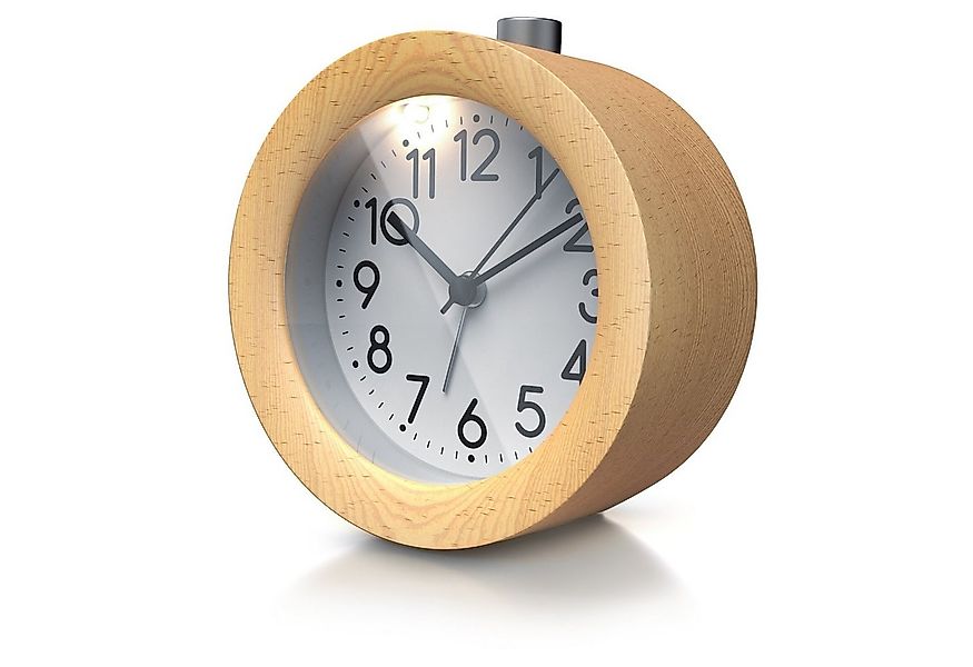 BEARWARE Wecker Analoge Weckuhr mit rundem Holzkorpus & beleuchtetem Ziffer günstig online kaufen