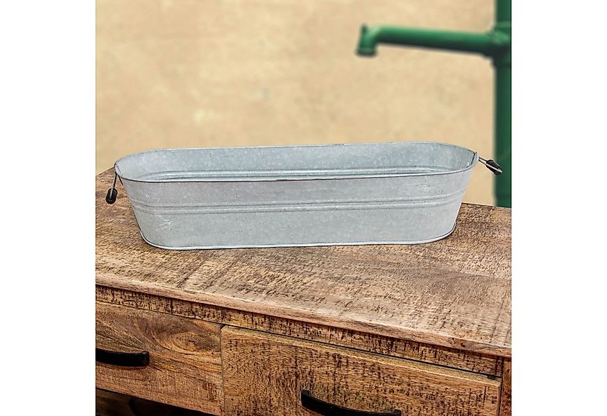 Antikas Gartenpflege-Set Blumentopf lang, Altzuber, Zink, Altzink, Zinktopf günstig online kaufen