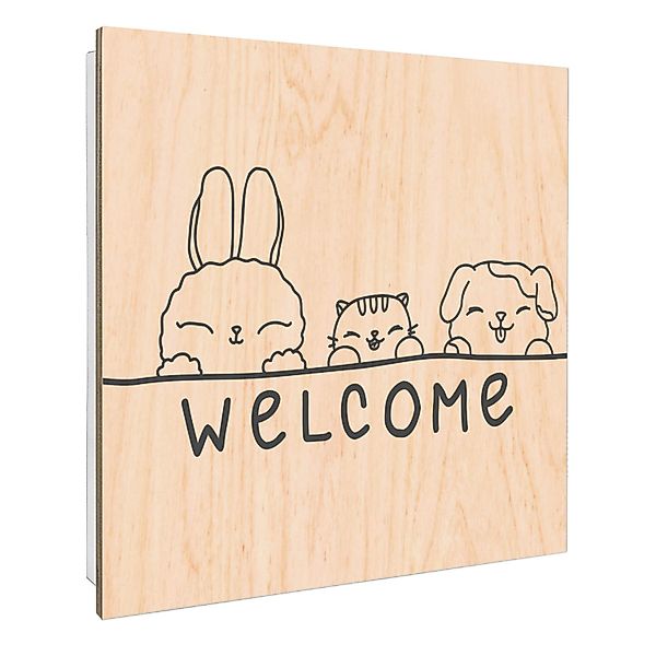 Banjado Schlüsselkasten mit Holzfront 30x30cm Weiß Scharnier Links 50 Haken günstig online kaufen