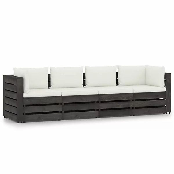 4-sitzer-gartensofa Mit Kissen Grau Imprägniertes Holz günstig online kaufen