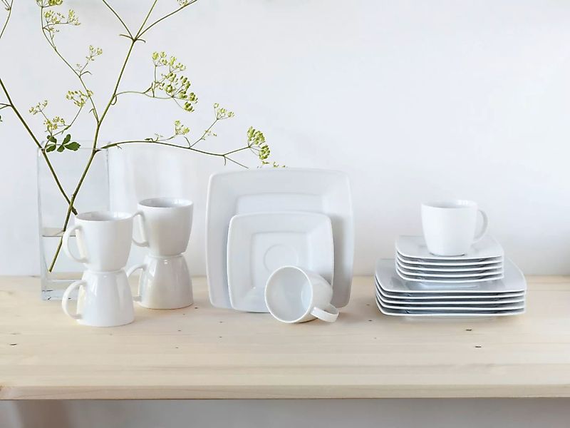 CreaTable Kaffeeservice »Victoria Weiss«, (Set, 18 tlg.), abgerundete, quad günstig online kaufen