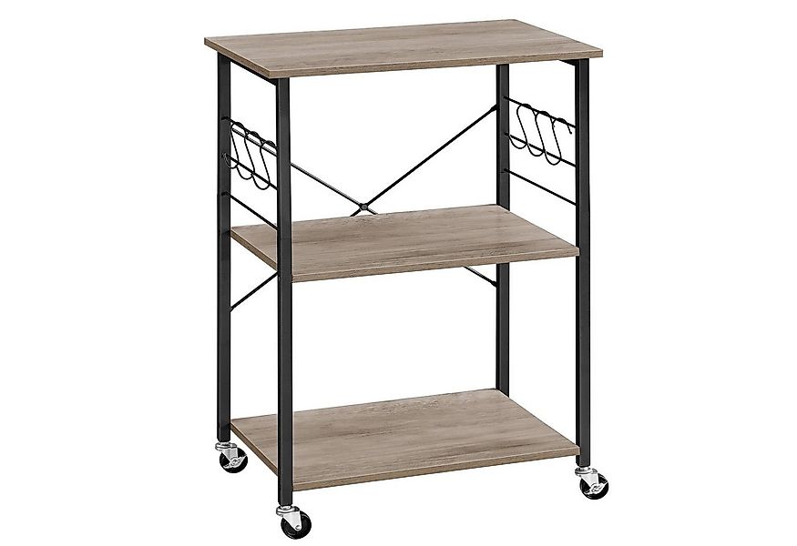 VASAGLE Servierwagen, Küchenwagen mit 3 Ebenen, mit 6 Haken günstig online kaufen