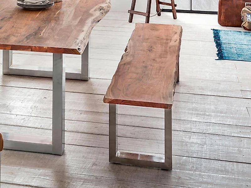 Home affaire Sitzbank "Manhattan" mit Baumkantenoptik und Gestell U-Form au günstig online kaufen