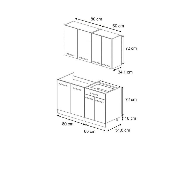Vicco Küchenzeile Fame-Line, Hellblau-grau/Goldkraft Eiche/Goldkraft Eiche, günstig online kaufen