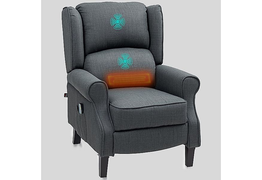 HOMCOM Massagesessel mit Liegefunktion Wärmefunktion Fußteil Seitentasche F günstig online kaufen