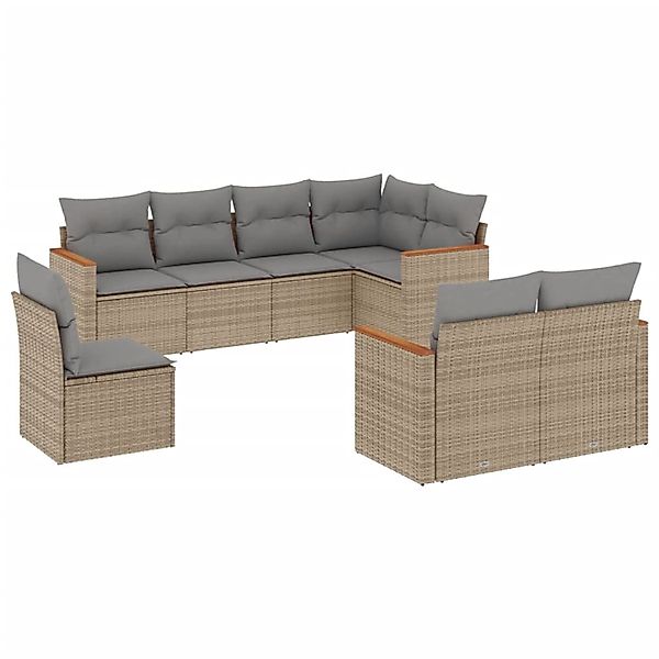 vidaXL 8-Tlg Garten-Sofagarnitur mit Kissen Beige Poly Rattan 3258566 günstig online kaufen