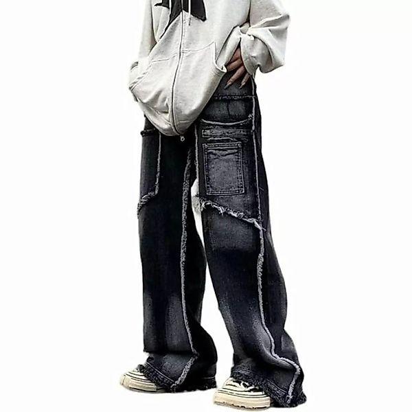 KIKI Haremshose Lose Hip-Hop-Jeans für Herren mit geradem Muster günstig online kaufen
