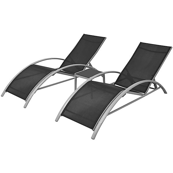 vidaXL Sonnenliegen mit Tisch Aluminium Schwarz günstig online kaufen