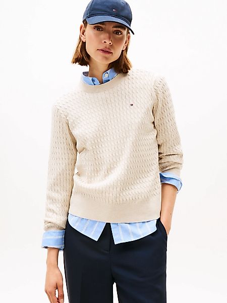 Tommy Hilfiger Rundhalspullover "CO CABLE C-NK LS SWEATER", mit Zopfmuster günstig online kaufen